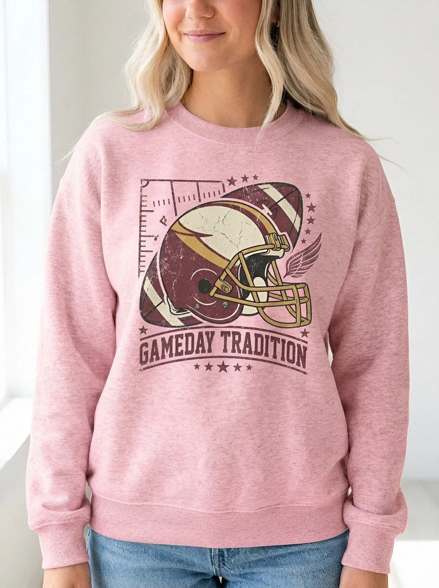 Women's Football Fan Game Day Tradition Helmet Graphic Sweatshirt