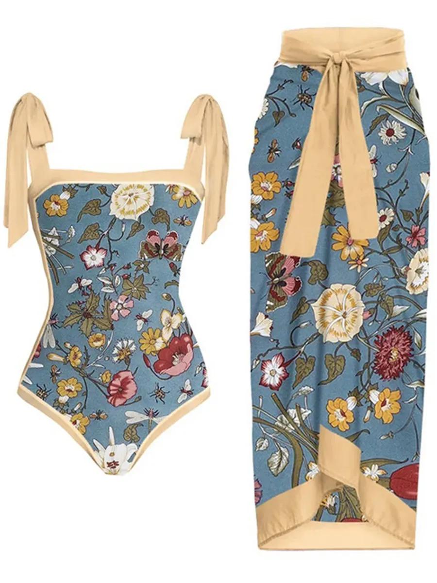 Natalie Chiffon Printed Swimsuit Set