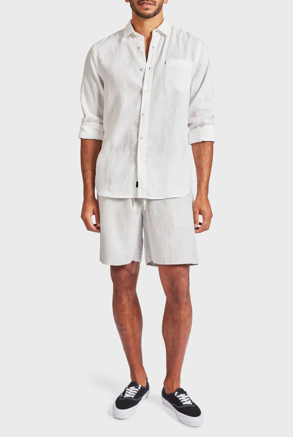 Minimalist Solid Linen Blend Casual Everyday Shorts