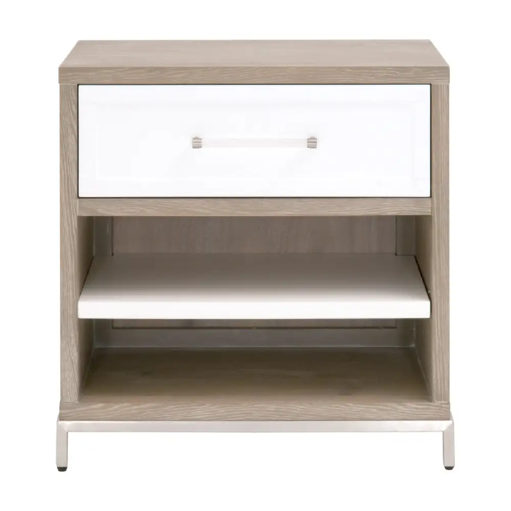 Curved Acacia Drawer Nightstand
