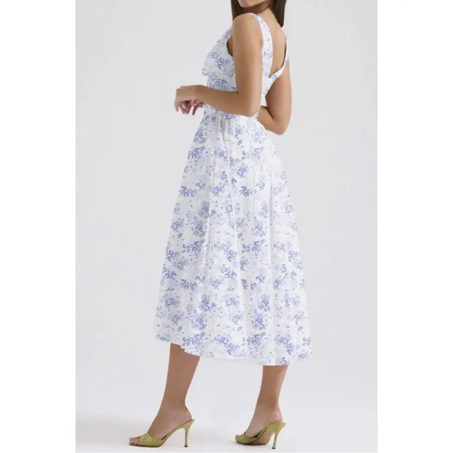 V-Neck Sleeveless Midi Dress with Pockets