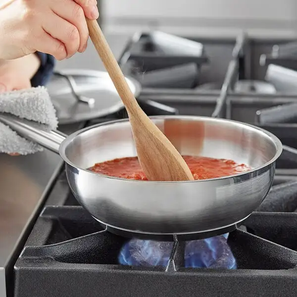 Compact Stainless Steel Saucier Pan with Aluminum Clad Bottom and Cover