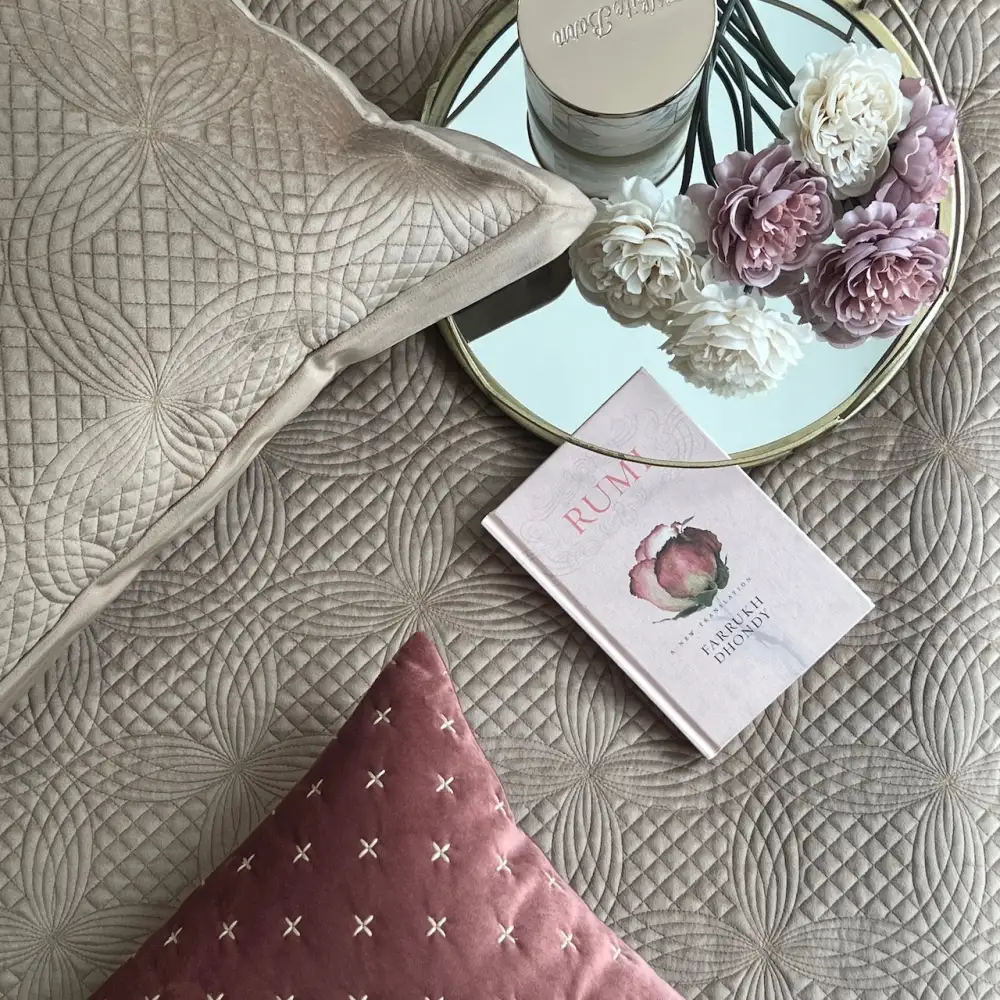 Champagne Gold Velvet Bedspread