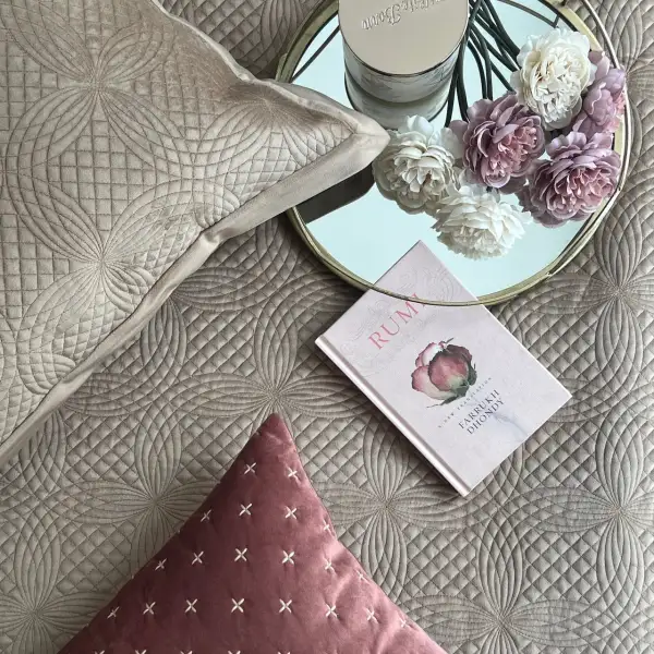Champagne Gold Velvet Bedspread