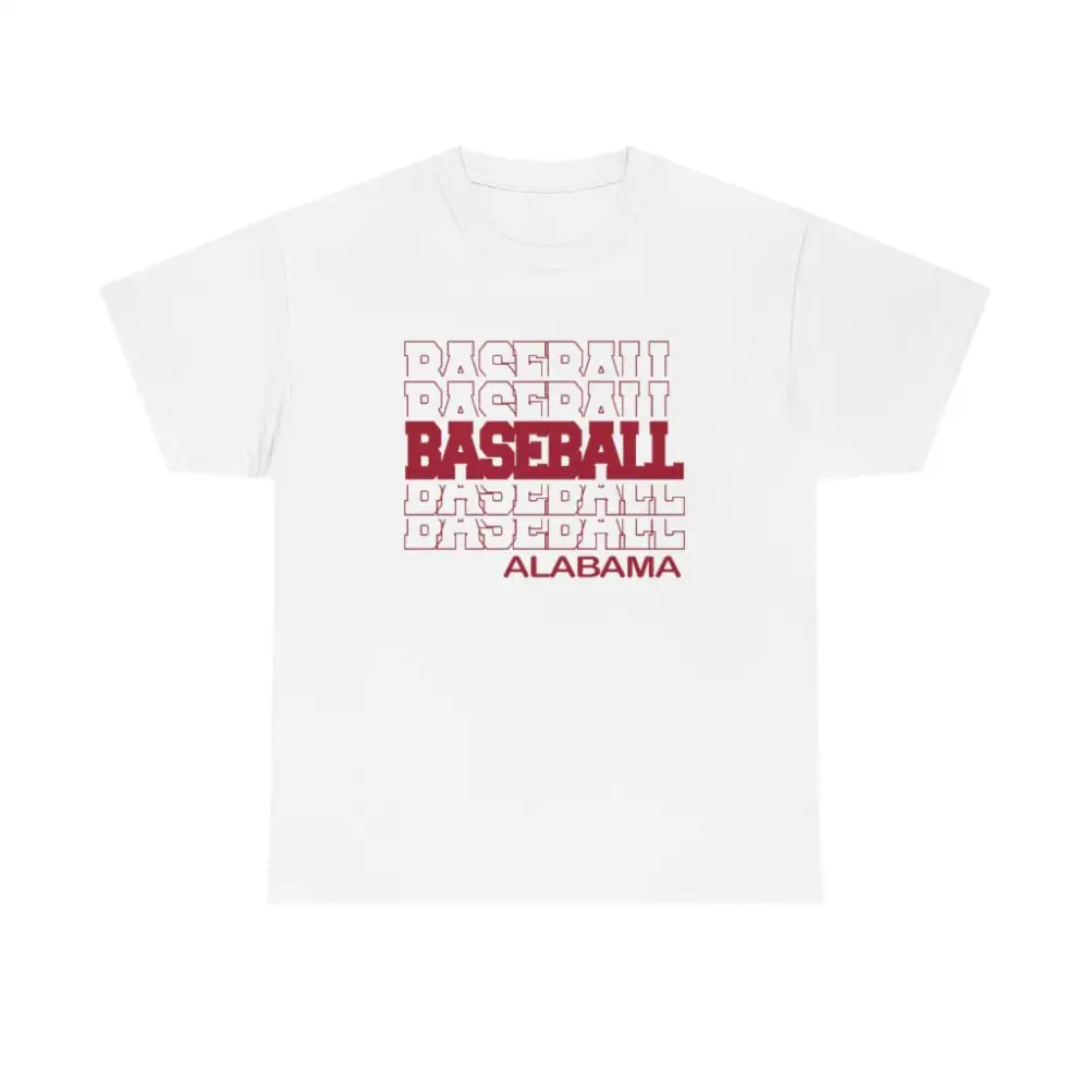 Baseball Alabama in Modern Stacked Lettering T-Shirt