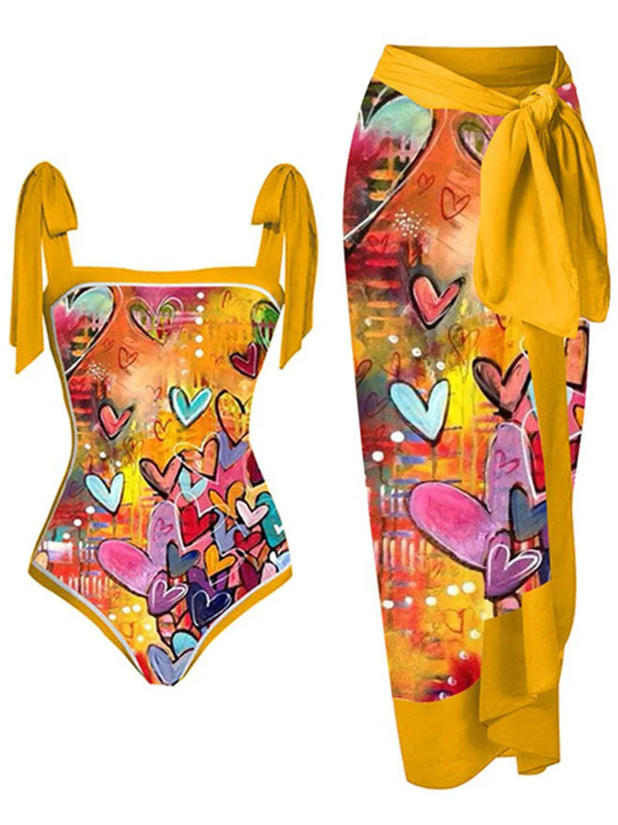 Natalie Chiffon Printed Swimsuit Set