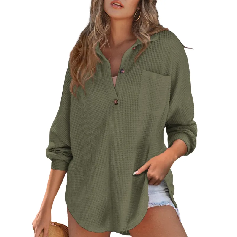 V Neck Button Front Sweater