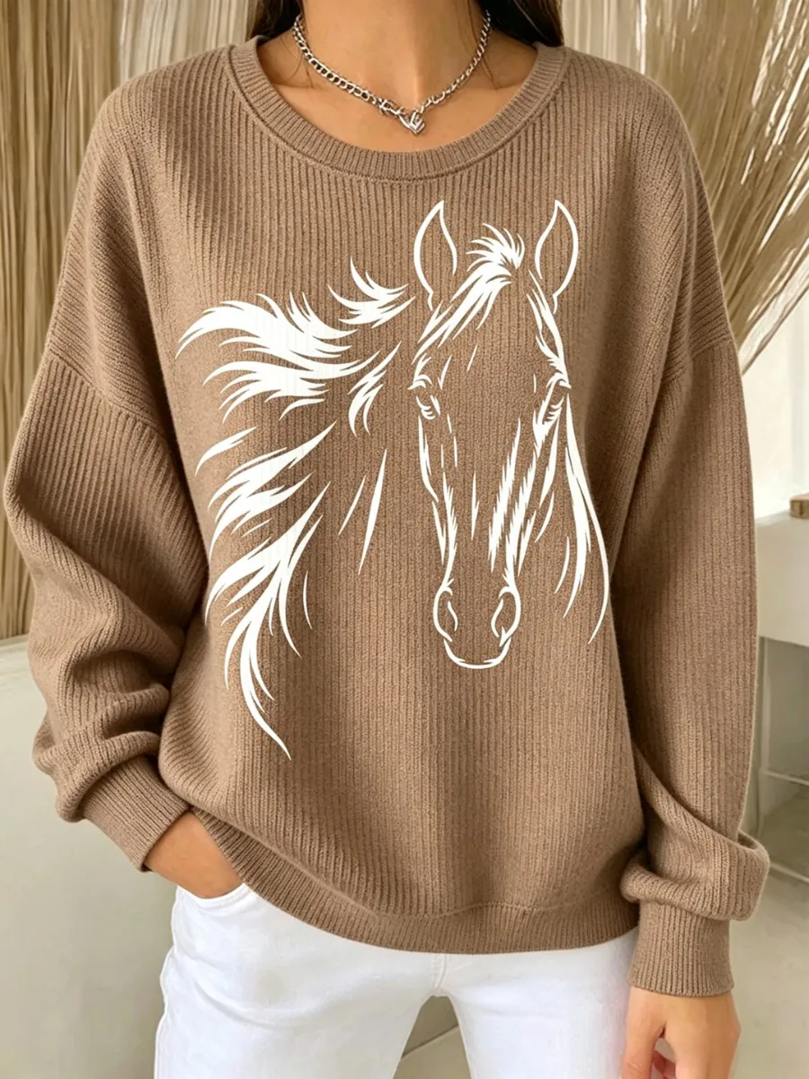 Women's Love Horses Print Casual Sweatshirt