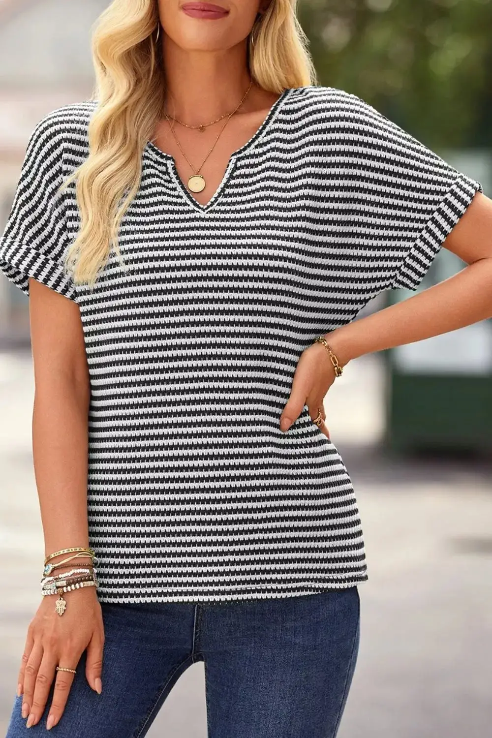 Knit Striped Blouse