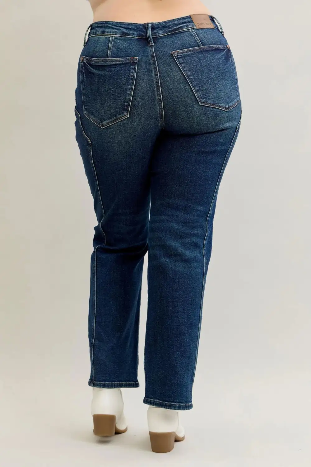 Straight Leg Seam Detail Denim Jeans