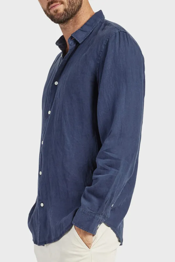 Mick Linen Shirt-Navy