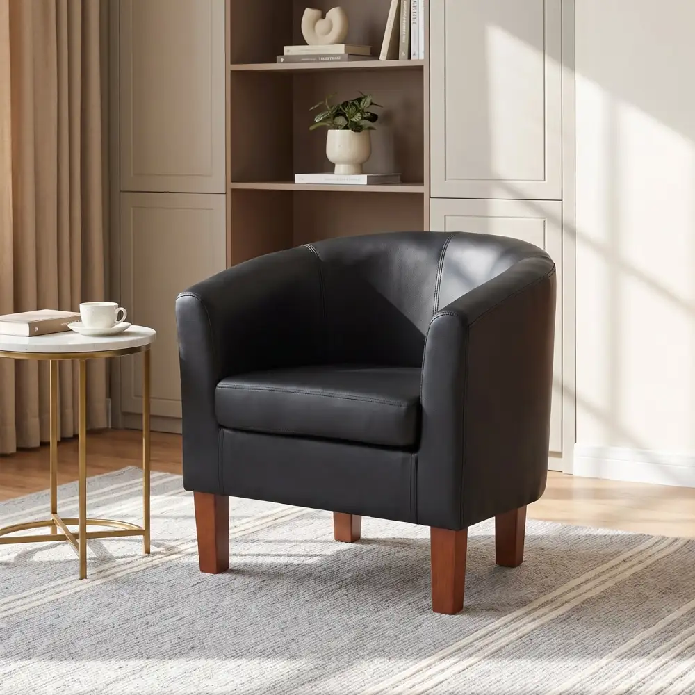 Compact Wood Leg Tub Armchair