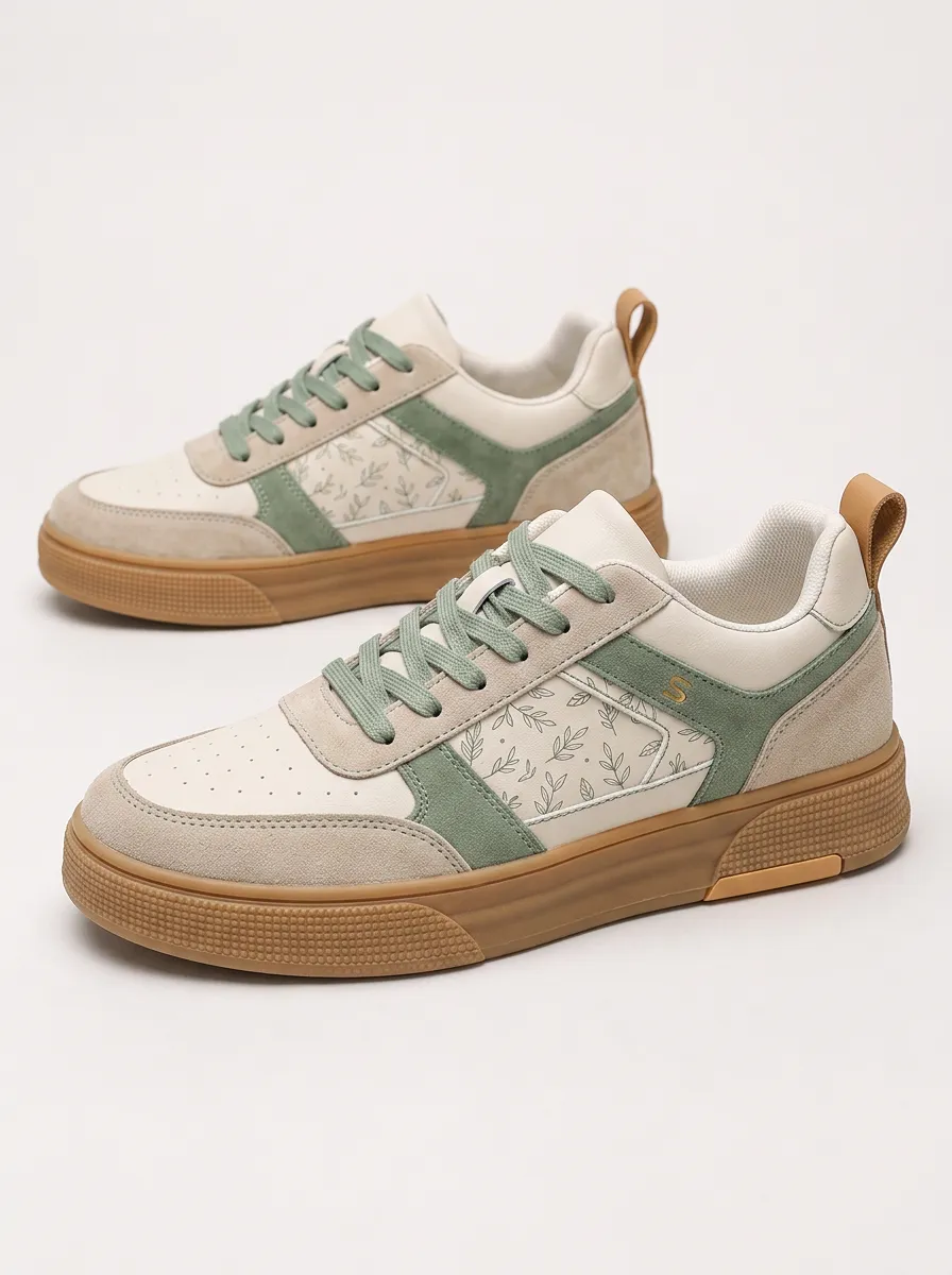 Men's Contemporary Botanical Leaf Pattern Patterned Casual Retro Skate Shoes