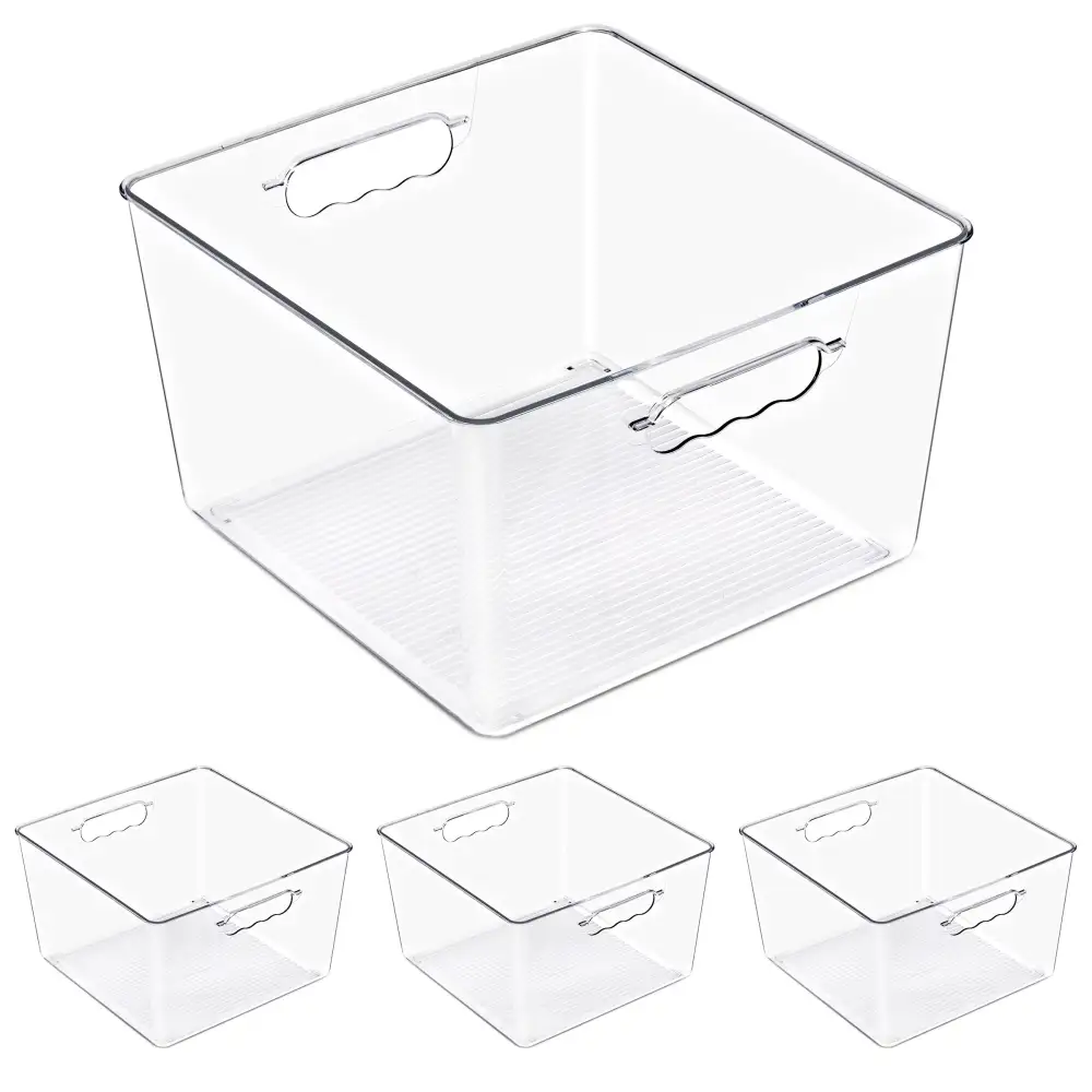 Clear Cube Storage Bins With Handles