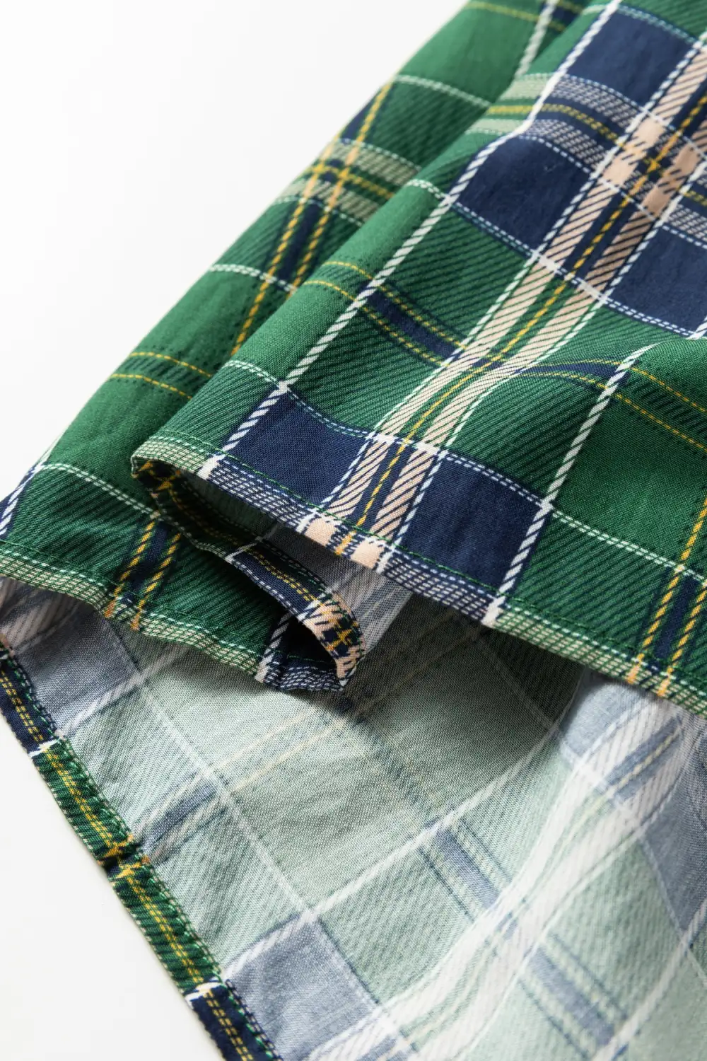 Plaid Split Neck Long Sleeve Mini Dress