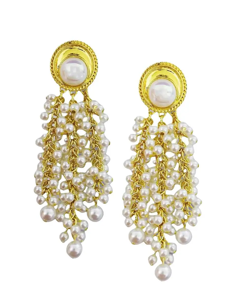 Seren Pearl Tassel Drop Earrings