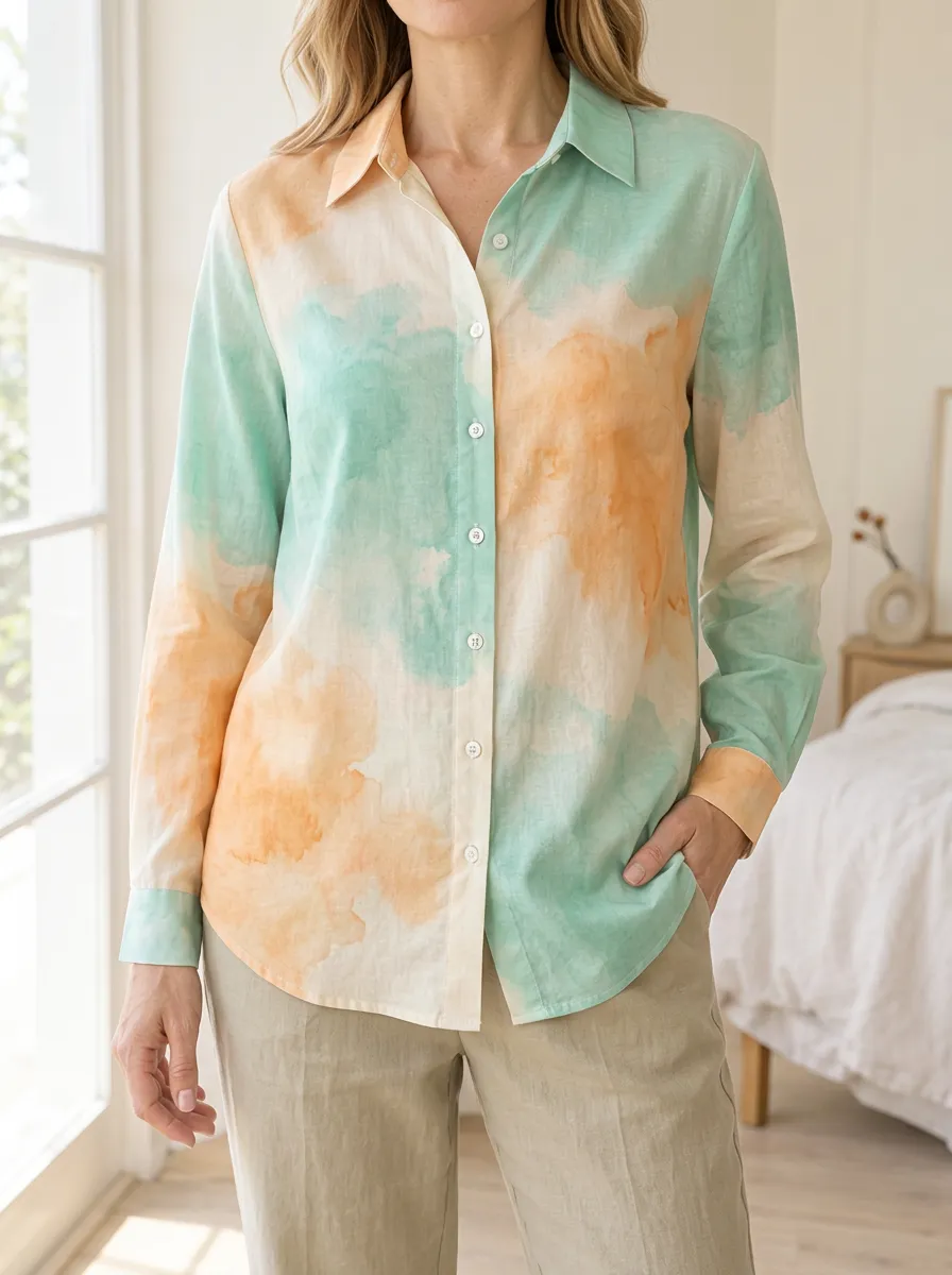 Women's Dreamy Pastel Watercolor Abstract Shirt