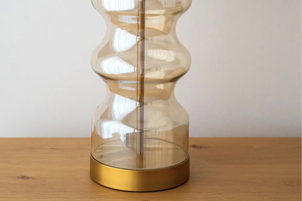 Amber Glass Tall Table Lamp