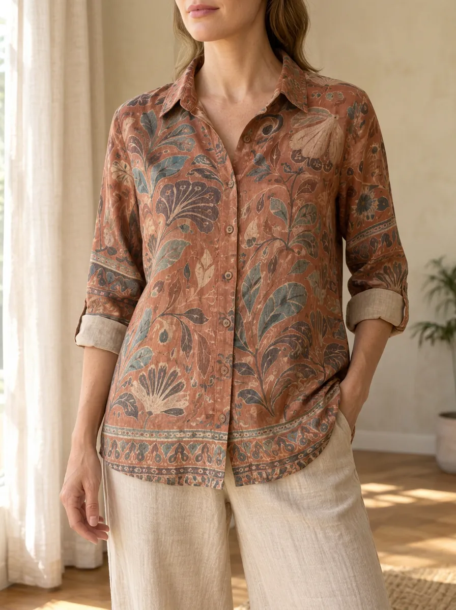 Women's Meadow Vintage Botanical Floral Shirt