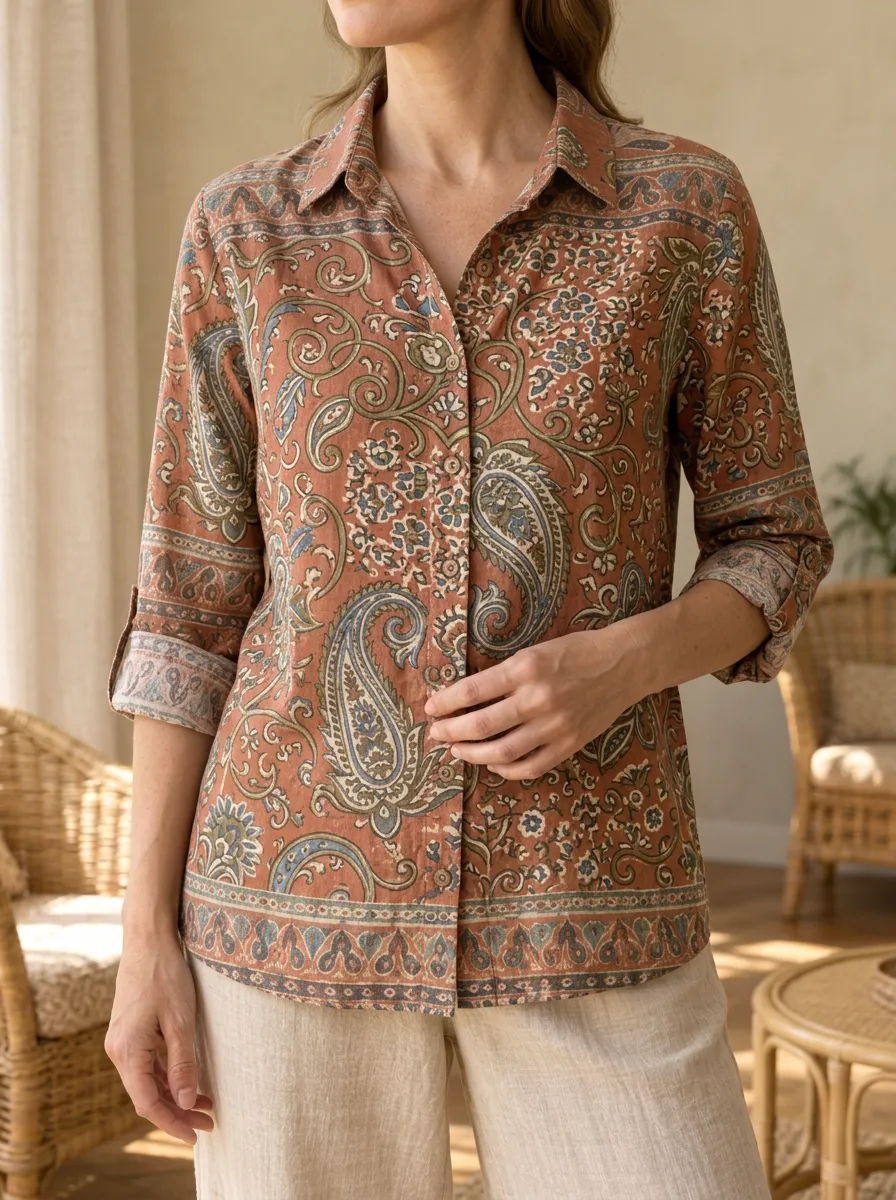 Women's Meadow Boho Paisley Floral Shirt