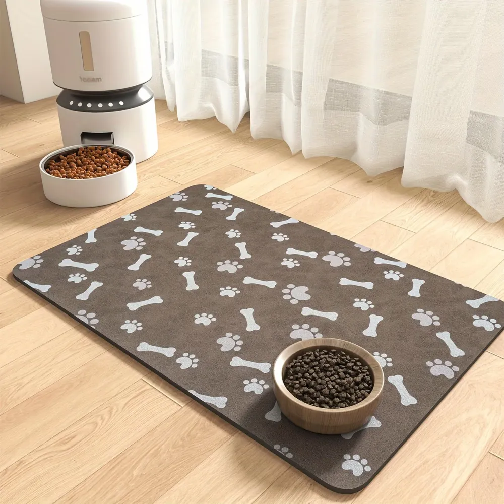 Paw & Bone Motifs Pet Feeding Mat