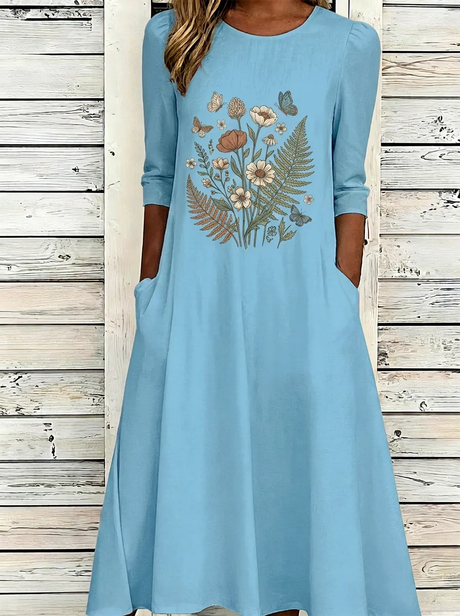 Botanical Butterfly Floral Dress