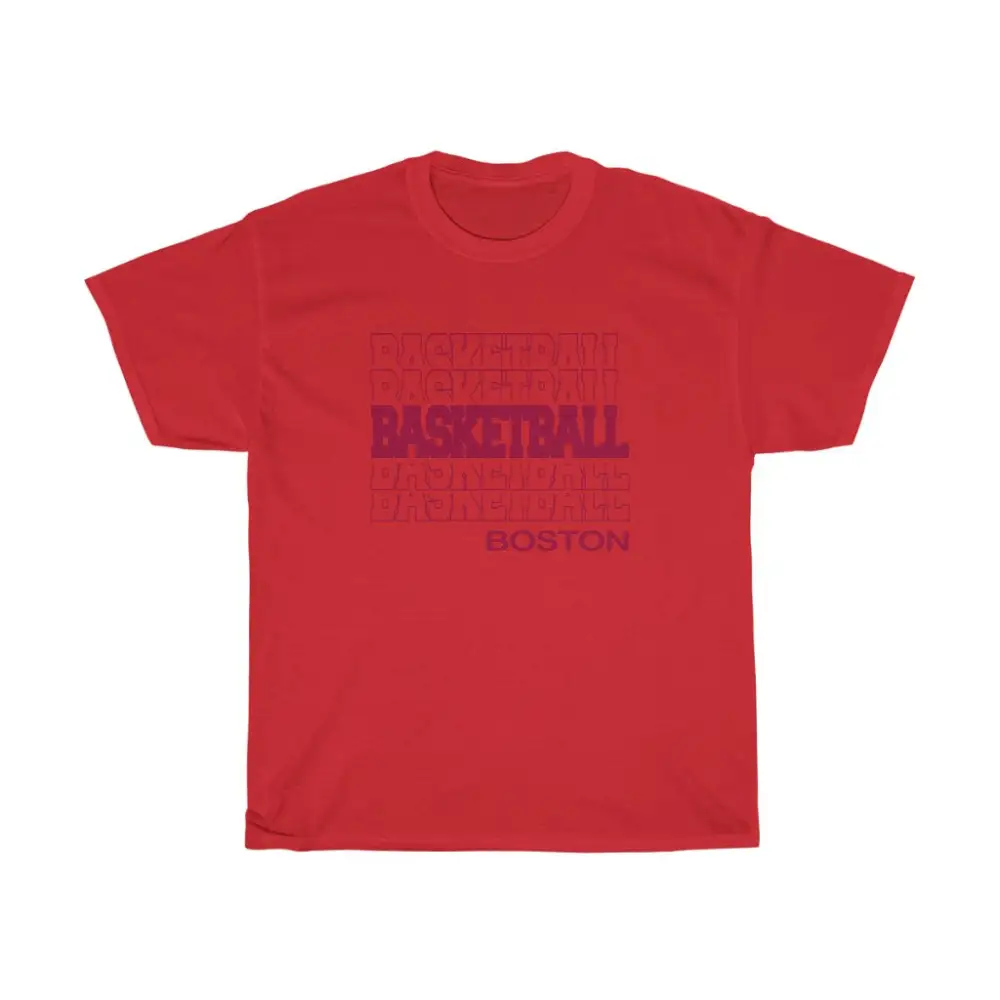 Basketball Boston in Modern Stacked Lettering (Red)