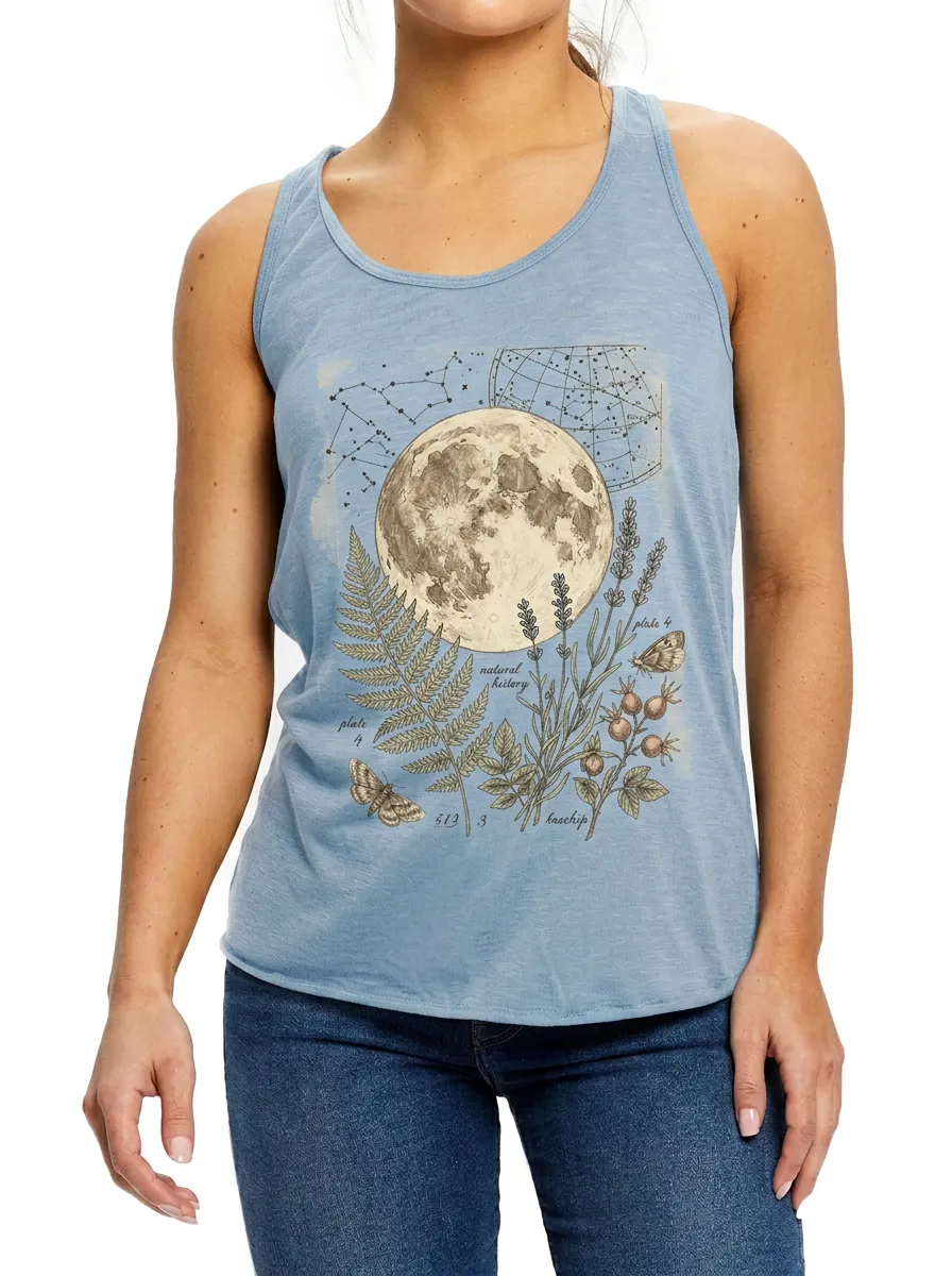 Women's Celestial Moon Fern Botanical Printed Tank Top