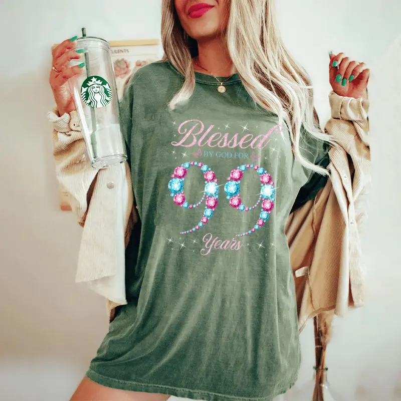 Blessed By God For 99 Years Old 99Th Birthday Woman Queen Women's Oversized Comfort T-Shirt