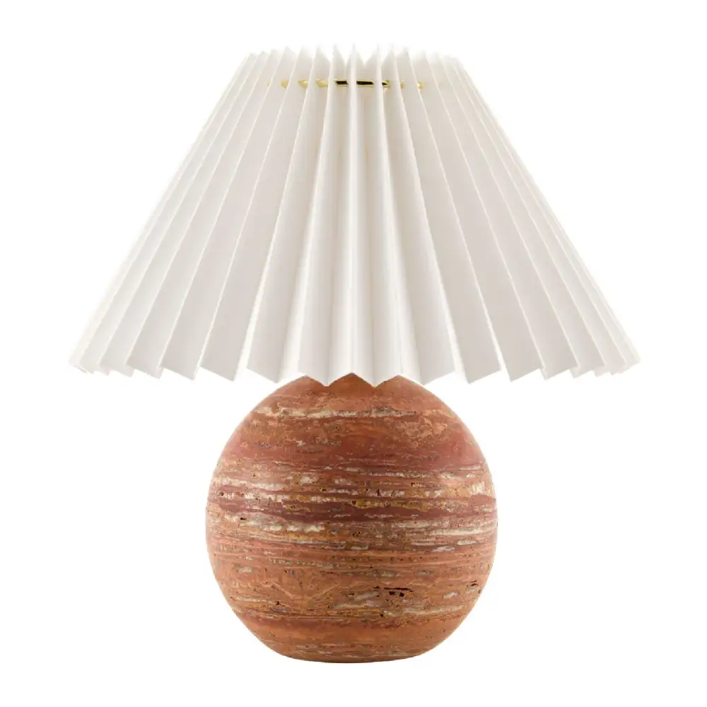 Modern Travertine Metal Linen Table Lamp