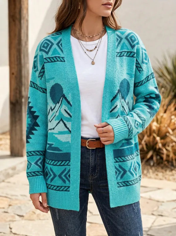 Everyday Mountain Geometric Women's Western Knit Cardigan