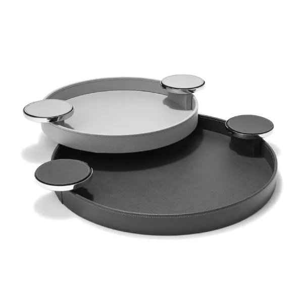 Round Tray with Coaster Holders