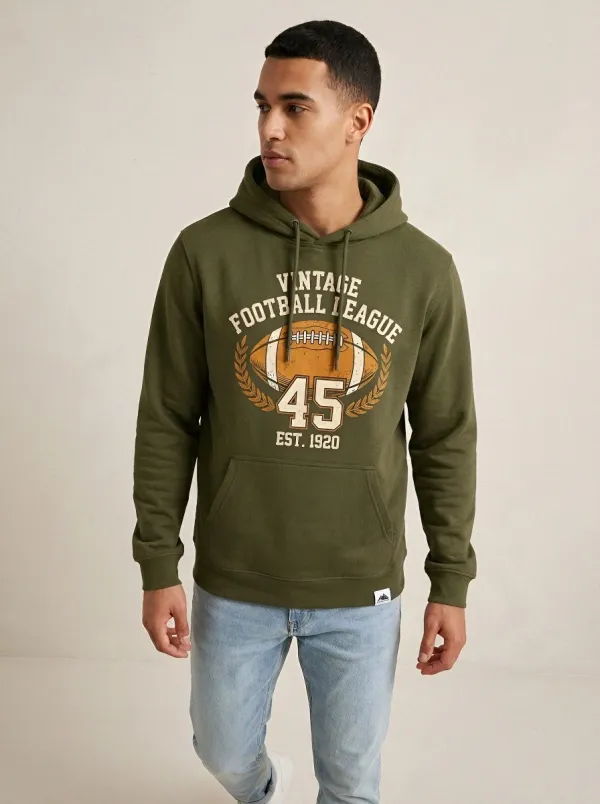 Men's Vintage Football League Printed Hoodie
