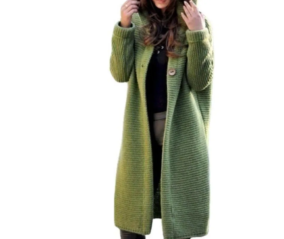 Cozy Knit Hooded Maxi Cardigan