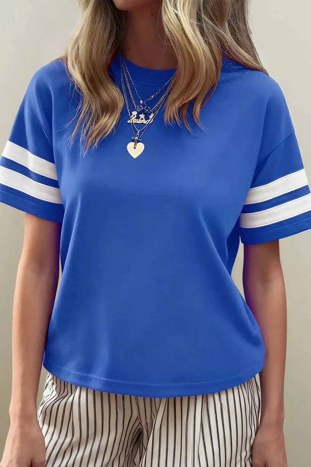 Varsity Striped Short Sleeve Crew Neck T