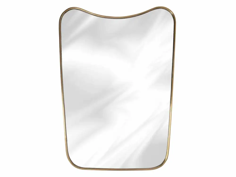 Curved Brass Frame Wall Mirror