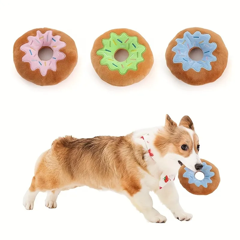 Colorful Plush Donut Dog Toy