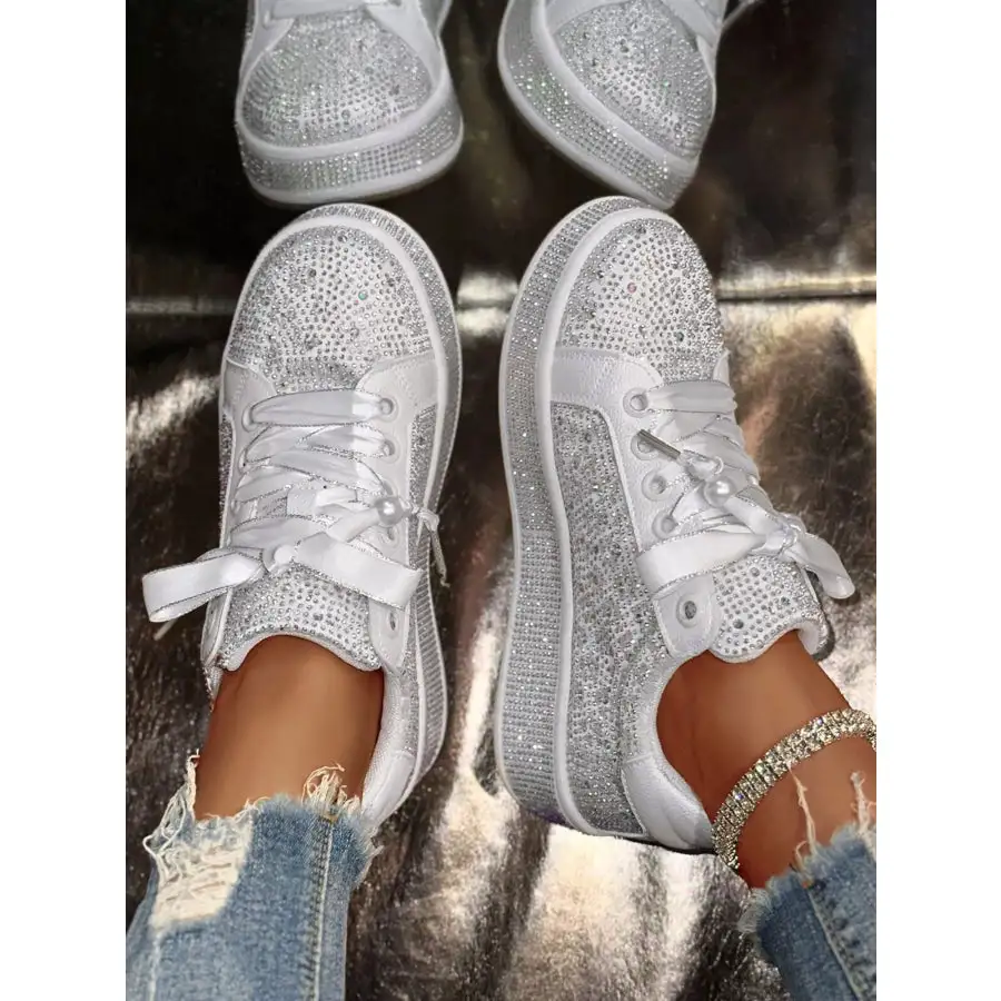 Round Toe Rhinestone Sneakers