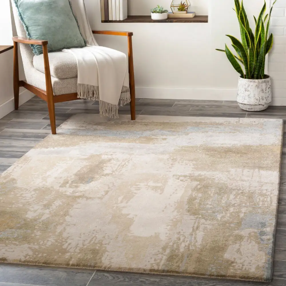 Geometric Viscose Wool Blend Carpet