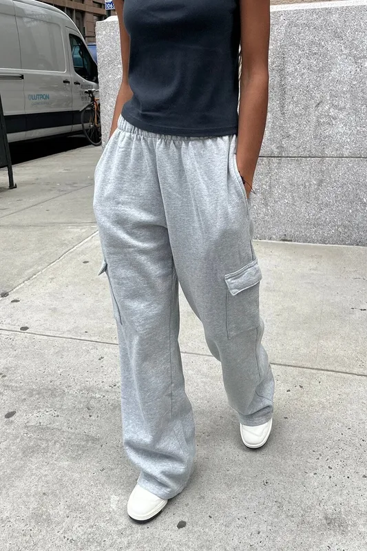 Heather Grey Elastic Waist Sweatpants
