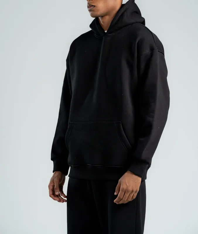 Black Oversized Hooded Sweatshirt