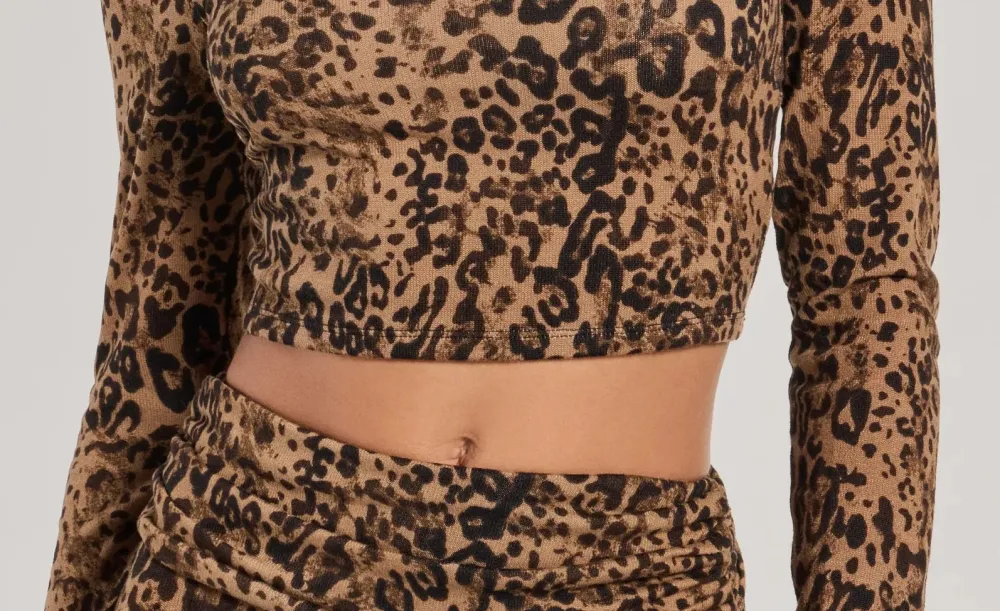 Leopard Print Knit Cropped Top