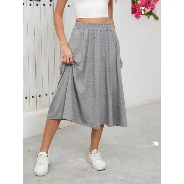 Elastic Waist Skirt with Pockets