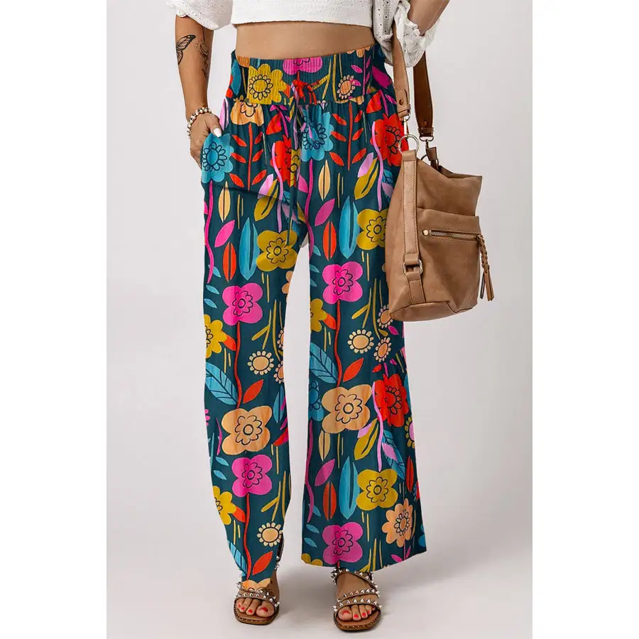 Printed High Waist Wide Leg Pants
