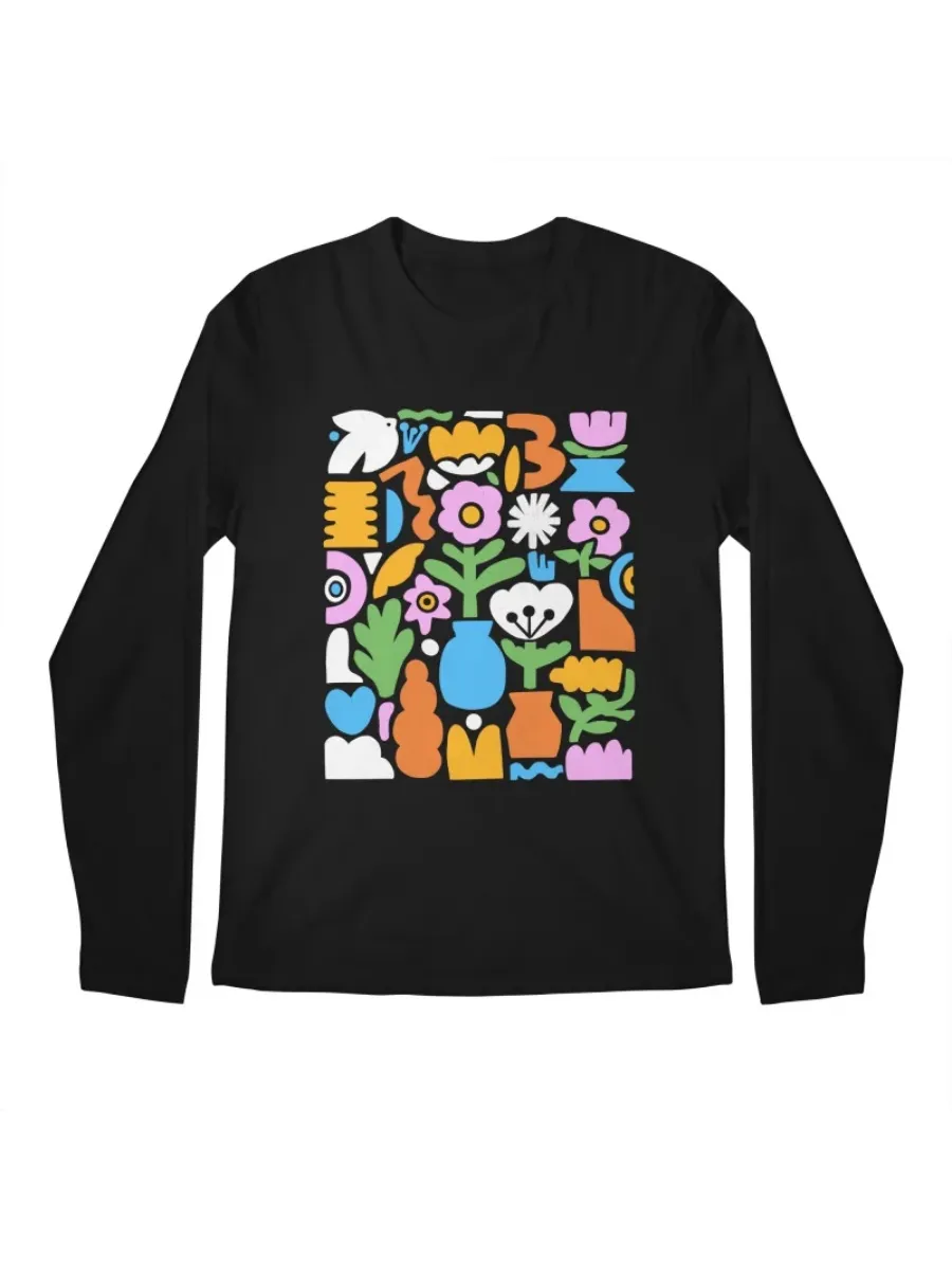 Retro Abstract Floral Long Sleeve Tee
