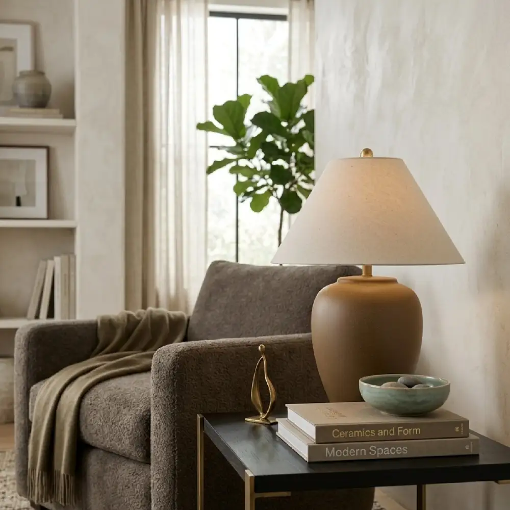 Linen Shade Ceramic Table Lamp