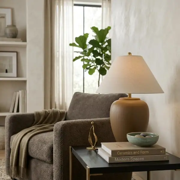 Linen Shade Ceramic Table Lamp