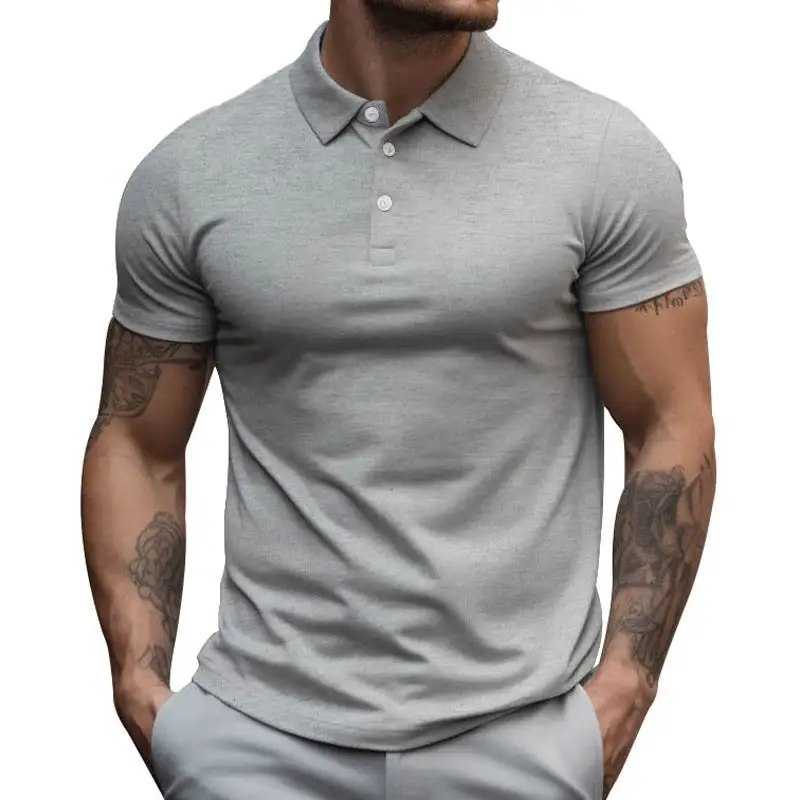 Button Placket Slim Fit Fitted Polo Shirt
