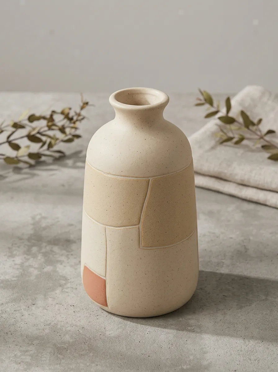 Artful Minimalist Geometric Pattern Printed Table Vase