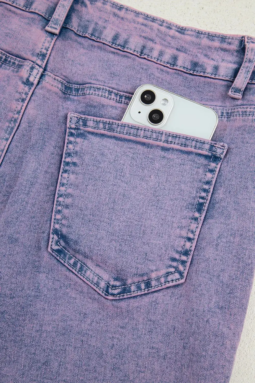 Raw Hem Washed Denim Jeans